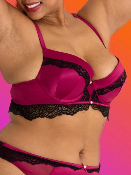 Lovehoney Plus Size Satin Romance Purple Push-up Bra