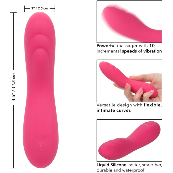 Liquid Silicone Pixies Ripple Rechargeable Waterproof Vibrator By CalExotics - Pink