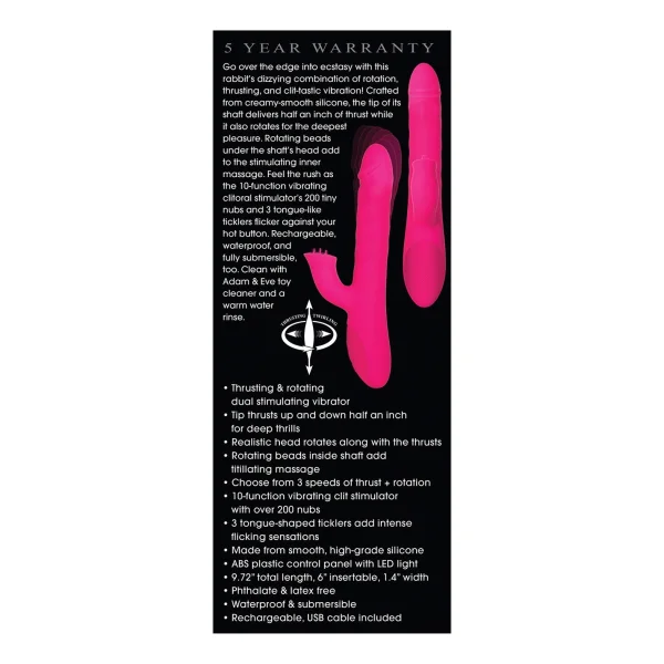 Adam & Eve Eve's Rotating Rabbit Flicker Dual Stim - Pink