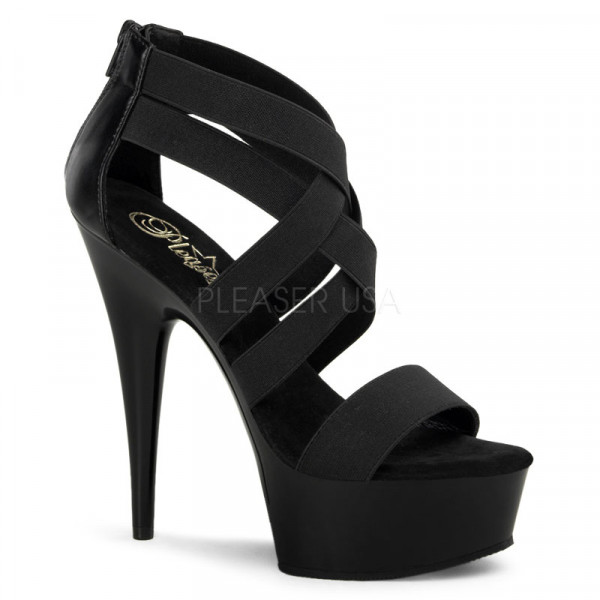 DELIGHT-669 - 6" Heel, 1 3/4" PF Cross Close Back Sandal, Back Zip