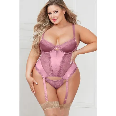 Satin Dreams Mauve Bustier Set By Seven Til Midnight
