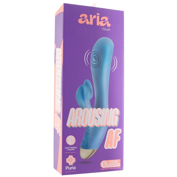 Aria Arousing AF Silicone Waterproof Dual Stimulation Vibrator By Blush - Blue