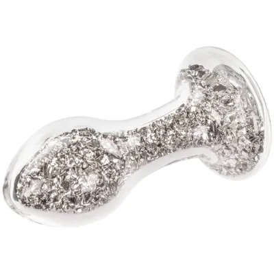 Glacier Glass Silver Sparkler Jewelled Butt Plug 4 Inch