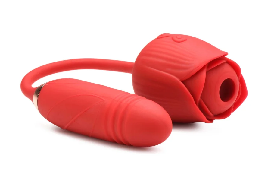 Bloomgasm Romping Rose Suction and Thrusting  Vibrator - Red — image 7 of 14