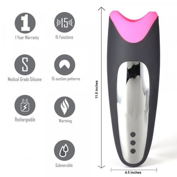 Maia Piper Vibrating Self-Heating Silicone Masturbation Sleeve with Suction