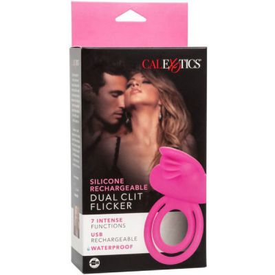 Silicone Rechargeable Dual Clit Flicker Pink