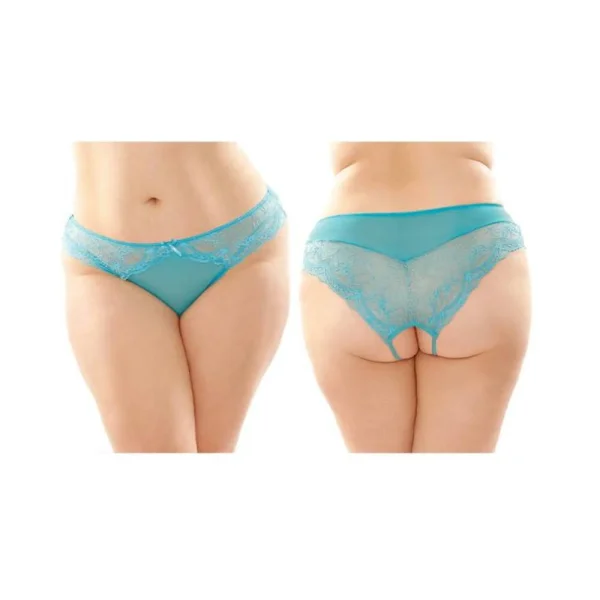 Cassia Crotchless Lace And Mesh Panty 6-pack Q/s Turquoise
