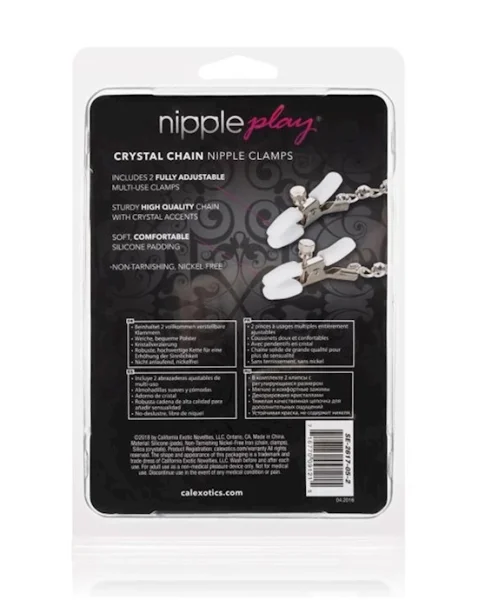 Nipple Play Crystal Chain Nipple Clamps - Clear - 17.5 Inch