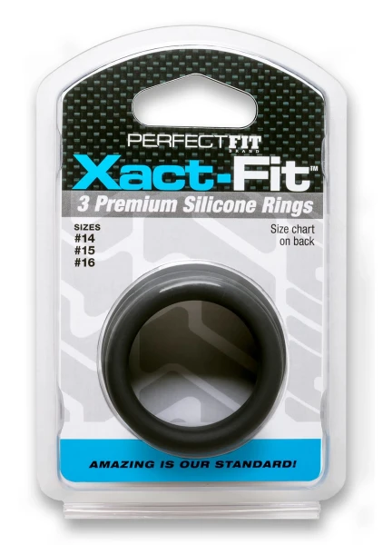 Perfect Fit Xact-Fit Silicone Cock Rings 3-Packs Incremental Sizes