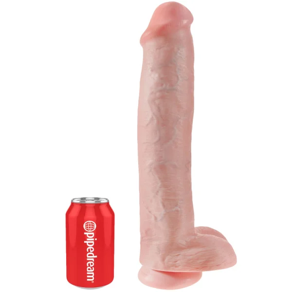 King Cock 15" Suction Cup Dildo With Balls - Vanilla