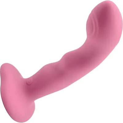 Strap on Me Tapping Dildo Wave Rechargeable Waterproof Silicone Vibrating Suction Cup Dildo Coral Pink