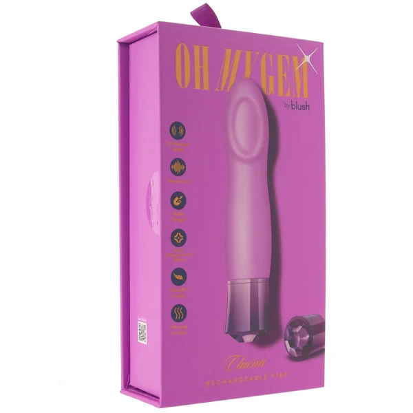 Oh My Gem Charm Rechargeable Waterproof Silicone Warming Vibrator By Blush - Amethyst