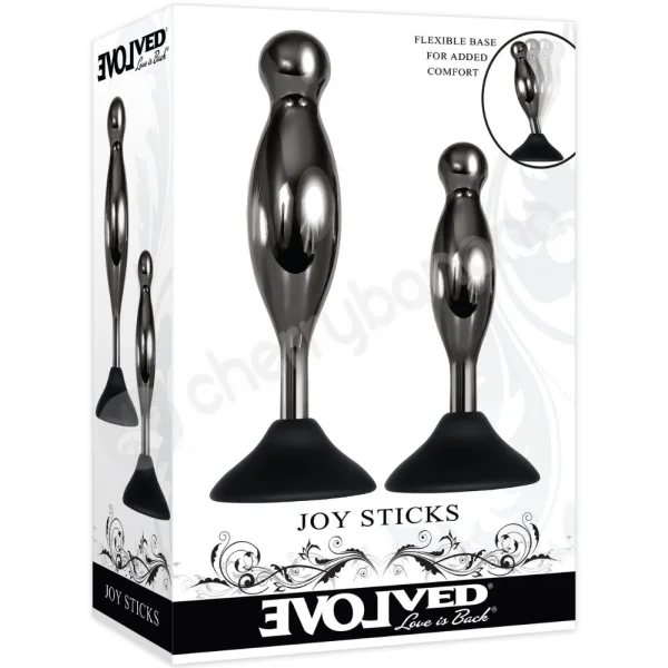 Evolved Joy Sticks Aluminum Alloy Anal Plug Set With Suction Cup Base