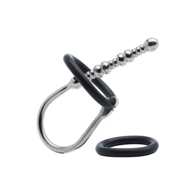 Kink Range Stainless Steel With Silicone Ring Twisted Penis Plug Silver black