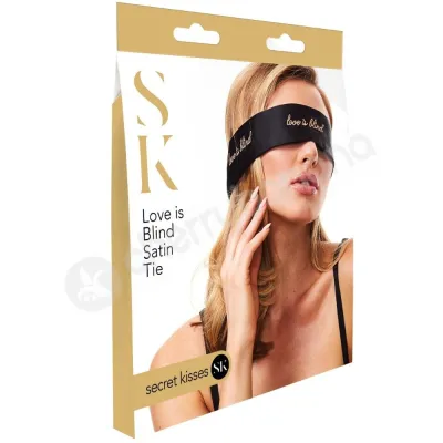 Secret Kisses Love Is Blind Black Satin Tie Blindfold