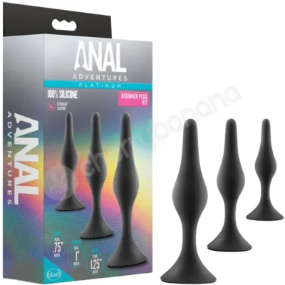 Anal Adventures Platinum Silicone Beginner Plugs 3 Piece Kit