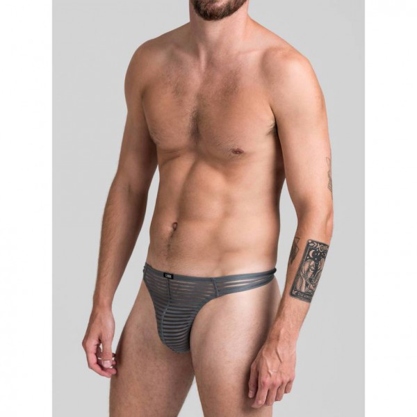 LHM Grey Stripe and Mesh Thong