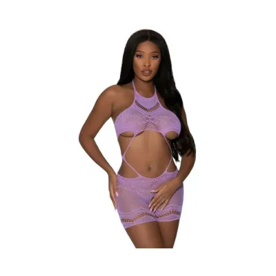 Magic Silk Seamless Crotchless Romper Lavender Os