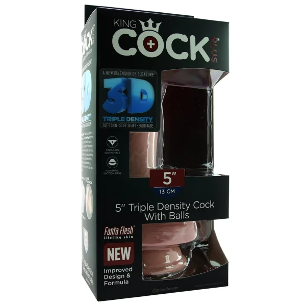 King Cock Plus 5" Triple Density Cock With Balls & Suction Cup Base - Vanilla