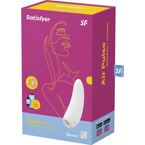 Satisfyer Curvy 1+ Pressure Wave Rechargeable App Enabled Clitoral Stimulator - White — image 7 of 13