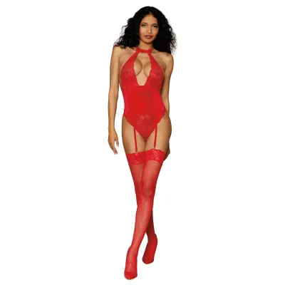 Garter Teddy One Size Lipstick Red