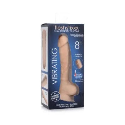 Fleshstixxx Vibrating Rechargeable Dong 8 In Light