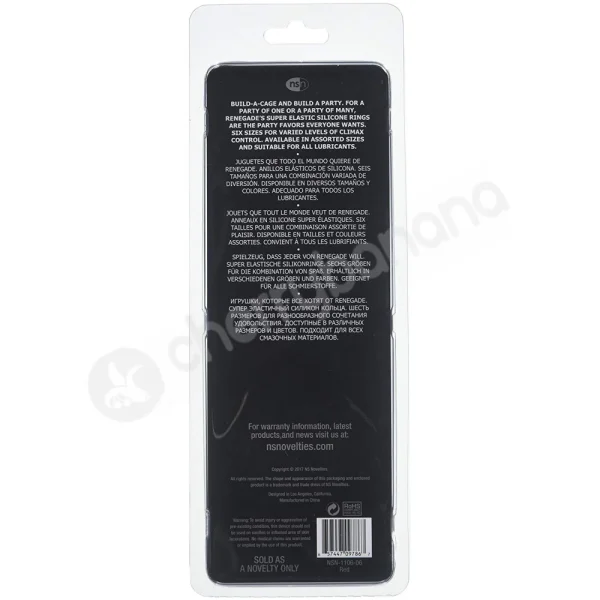 Renegade Build-A-Cage Black Cock Rings 6 Pack