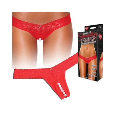 Clitoral Stimulating Thong With Beads Red Ml