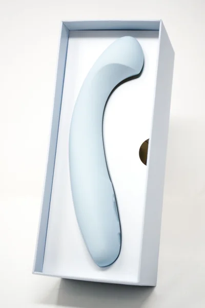 Arc Silicone Waterproof Rechargeable G-Spot Vibrator By Dame - Ice Blue