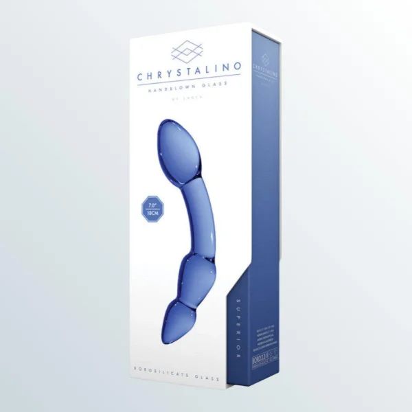 Superior Blue Glass Double-ended Dildo by Chrystalino