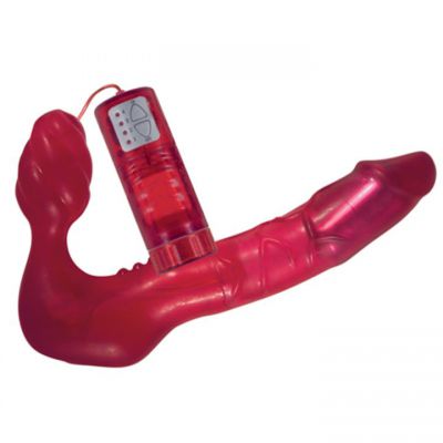 Red Vibrating Strapless Strap On 10 Inch