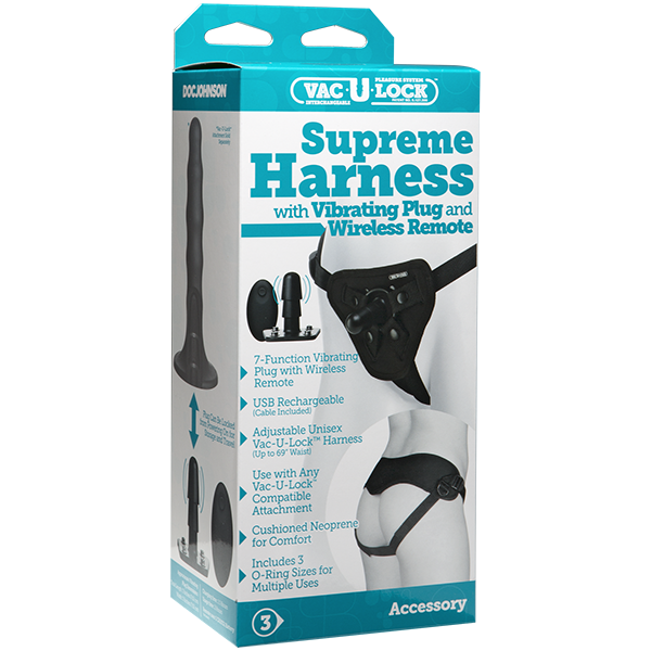 Vac-U-Lock Supreme Harness with Vibrating Plug