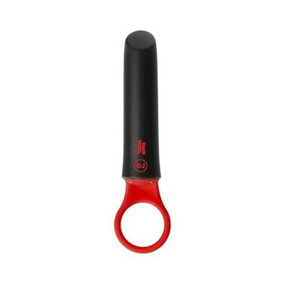 Kink Power Play Vibrator With Silicone Grip Ring Black red