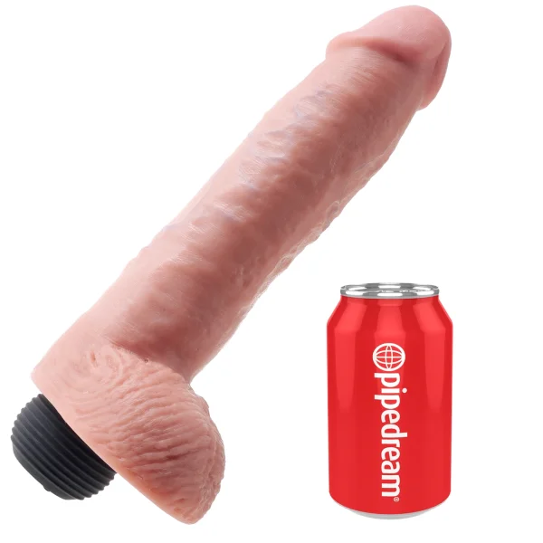 King Cock 11" Squirting Cock With Balls - Vanilla