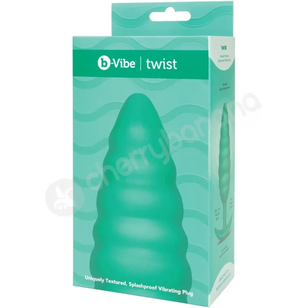 B-Vibe Zoe Ligon Collection Green Twist Ribbed Texture Vibrating Anal Plug