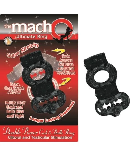 The Macho Collection Double Power Cock and Balls Rising - Black