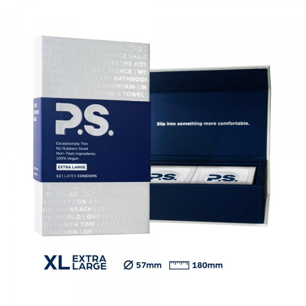 P.S. XL Ultra-Thin Large Vegan Condoms | 12-Pack