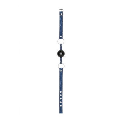Breathable Ball Gag With Roughend Denim Straps Blue Adult BDSM Toys