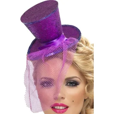 Mini Top Hat on Headband Purple
