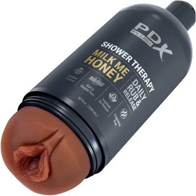 PDX Plus Shower Therapy Milk Me Honey Discreet Penis Stroker By Pipedream Chocolate