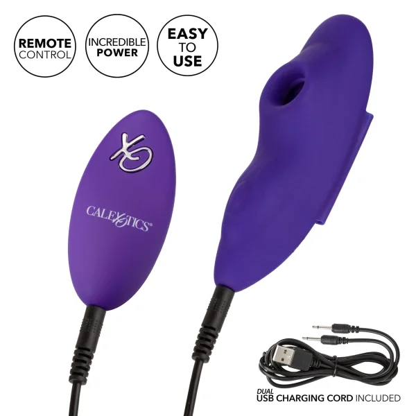 Lock-N-Play Remote Suction Rechargeable Silicone Panty Teaser With Remote By CalExotics - Purple