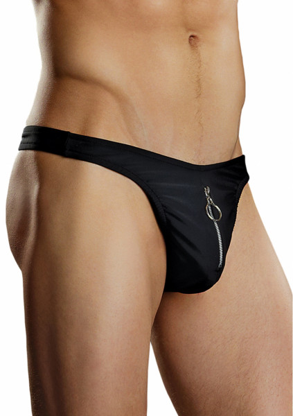 Zipper Thong - Black - Men