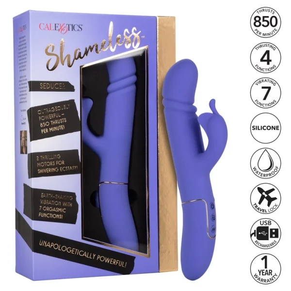 Shameless Seducer Powerful Silicone Rabbit Style Thrusting G-Spot Vibrator By CalExotics — image 13 of 13