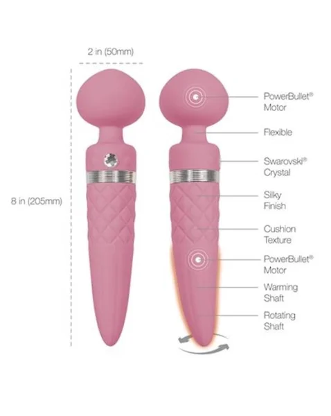 Sultry Dual Action Wand Vibrator - Pink
