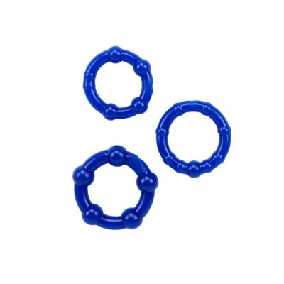 Beaded Cock Ring Set 3 Pack Blue