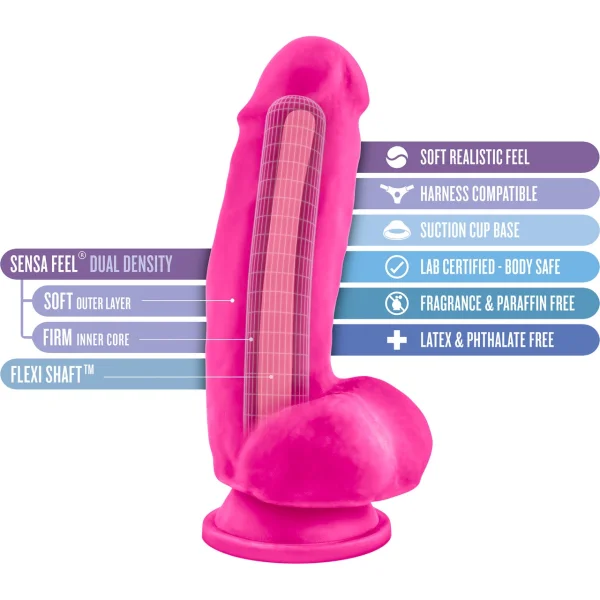 Au Naturel Bold Beefy 7 Inch Sensa Feel Dual Density Dildo By Blush - Pink