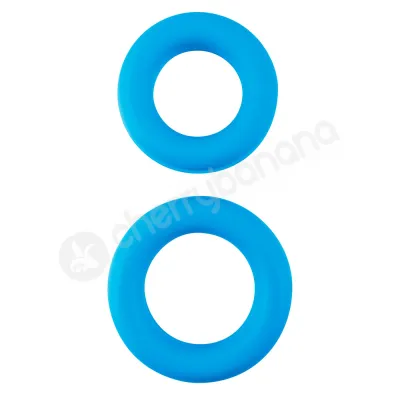 Neon Blue Stretchy Silicone Cock Ring Set 2 Pack