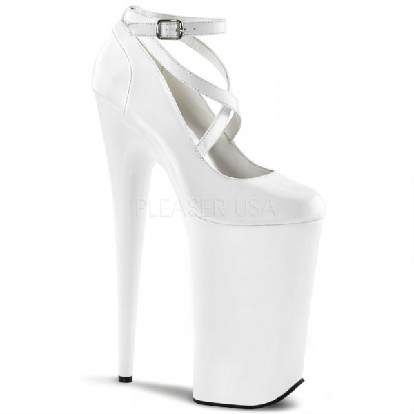 BEYOND-087 - 10" Heel, 6 1/4" PF Criss-Cross Ankle Strap Pump