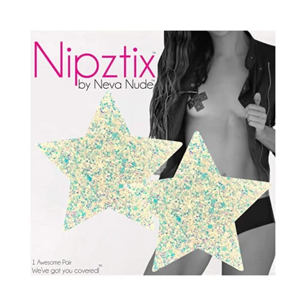 Neva Nude Pasty Star Sequins Iridescent White