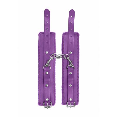 Ouch Plush Leather Hand Cuffs Purple Fetish Sex Toys